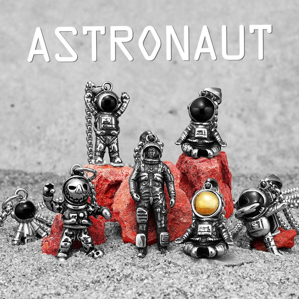 Variety Astronaut Necklaces Pendants Stainless Steel Punk Rock Cute Hip Hop 2023