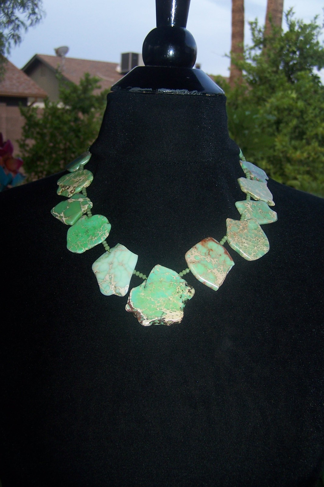 NWOT LUC Lucas Lameth Sterling Silver Turquoise Jasper Slab Statement Necklace