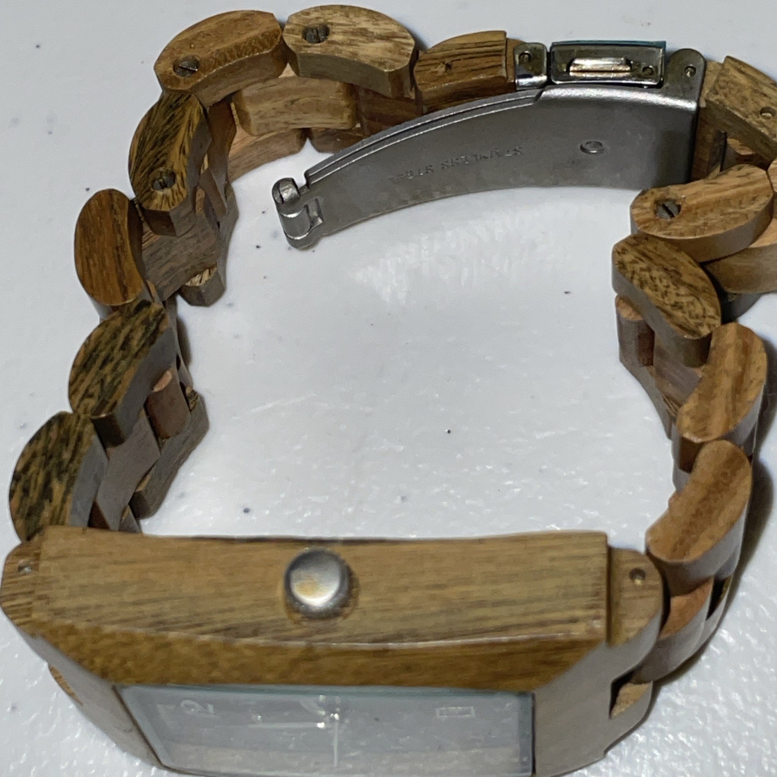 Tank Watch-Wood Quartz(EARTH BRAND), Date Window, Never worn Works W-30