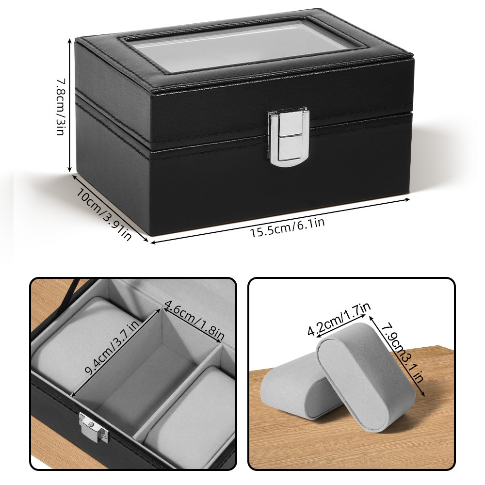 3 Slot PU Leather Watch Box Organizer Display Case Soft Pillow Travel Gift Men
