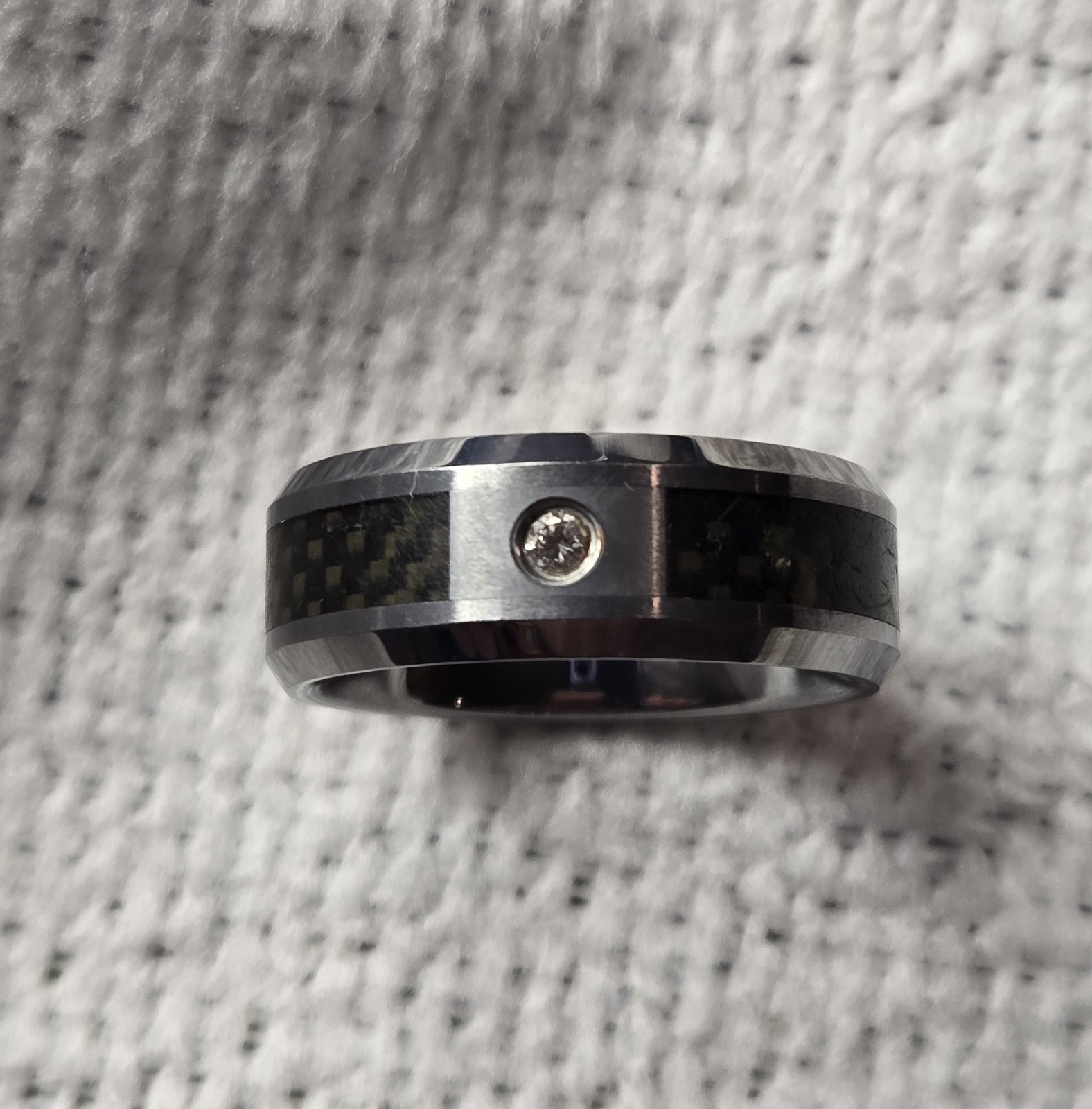TRITON Tungsten With Carbide Inlay Men’s Ring Size 10 With Single Diamond