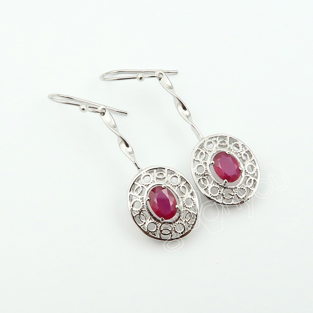 gr8onyou 100% Natural RUBY Elegant Pure Sterling Silver Earrings