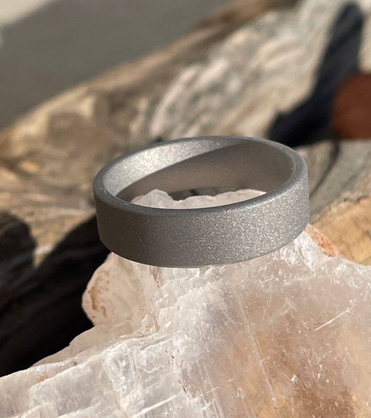 Sandblasted Comfort Fit Ring, 7mm Width Titanium Band, Made in Your Size