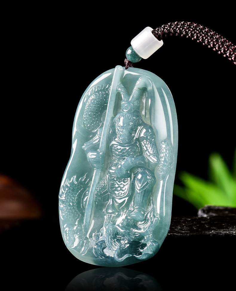 Certified Natural A-grade jadeite blue water Black Myth Wukong Jade Pendant