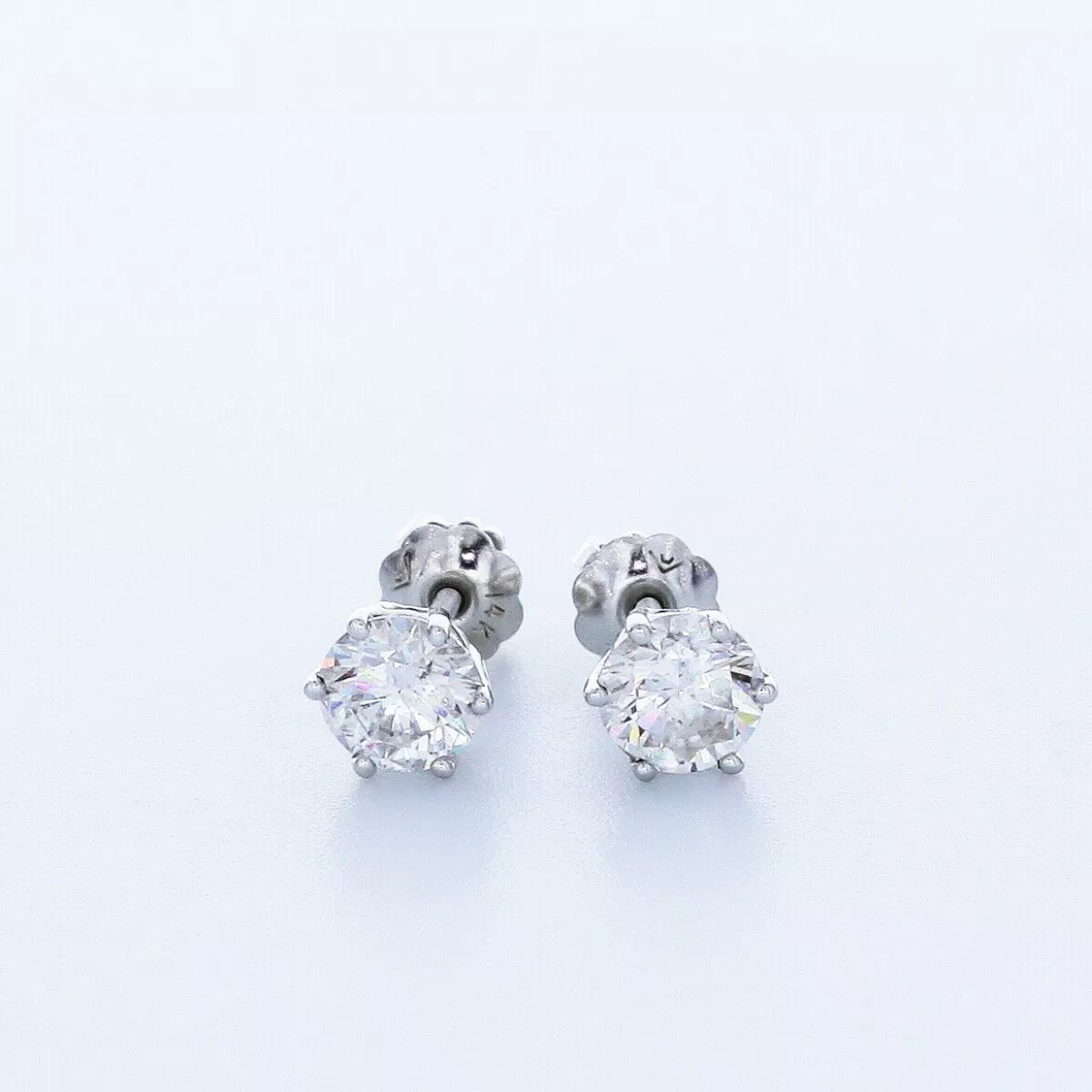 Stud Earrings Classic Solid 14K White Gold 1.26 CT Round Natural Diamond G SI1