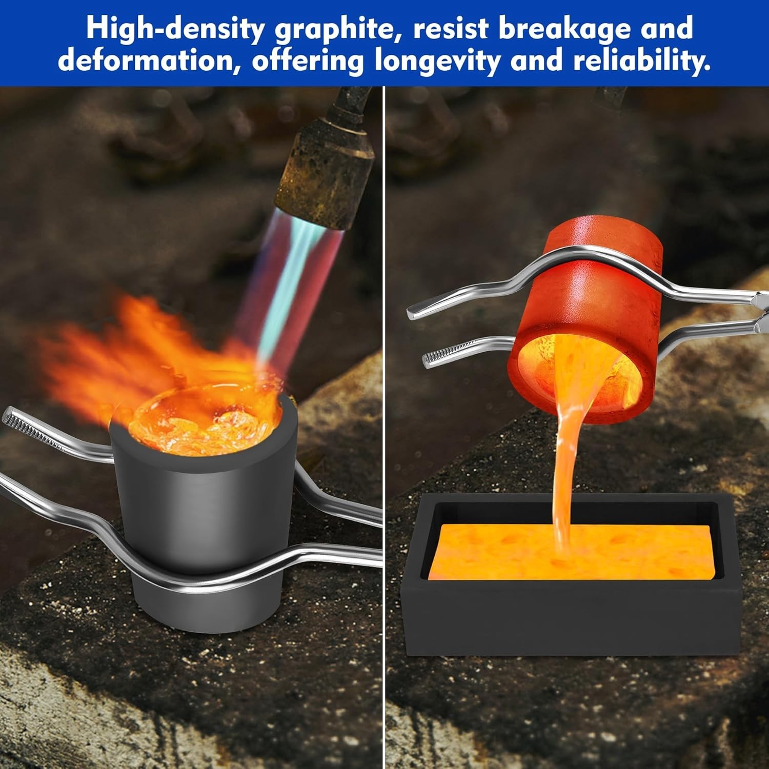 9 Pieces Graphite Torch Melting Casting Kit, Including 2 Crucible Stir Stick, 5-