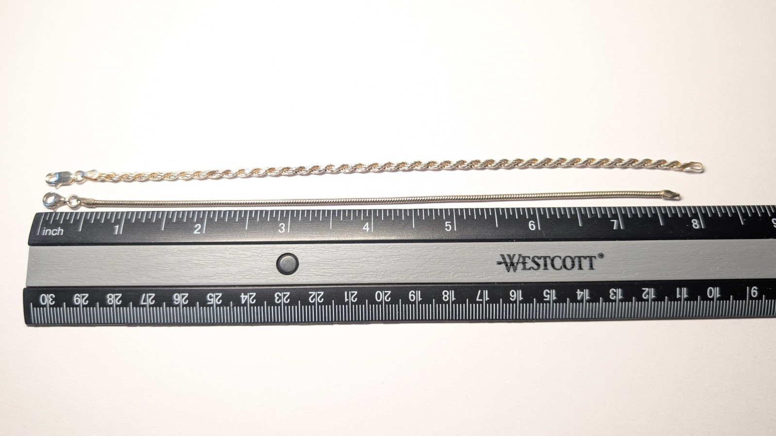 2 LOT STERLING SILVER BRACELETS 8 3/16″ & 7 14/16″ ABOUT 9.0 GRAMS