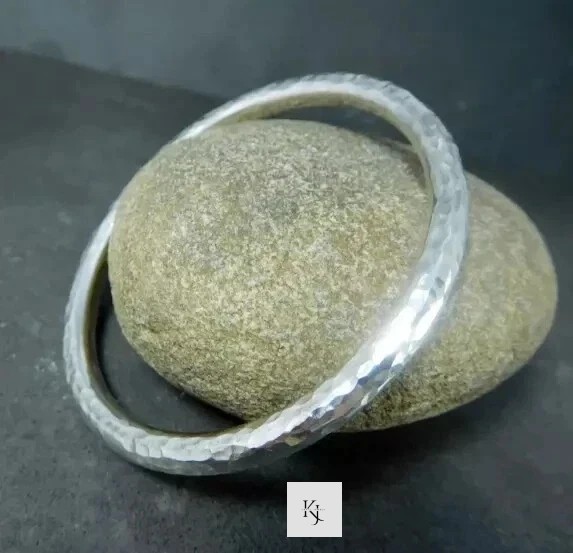 Solid 4MM Thick Hammered Bangle 925 Sterling Silver Mens & Women Bangle Bracelet