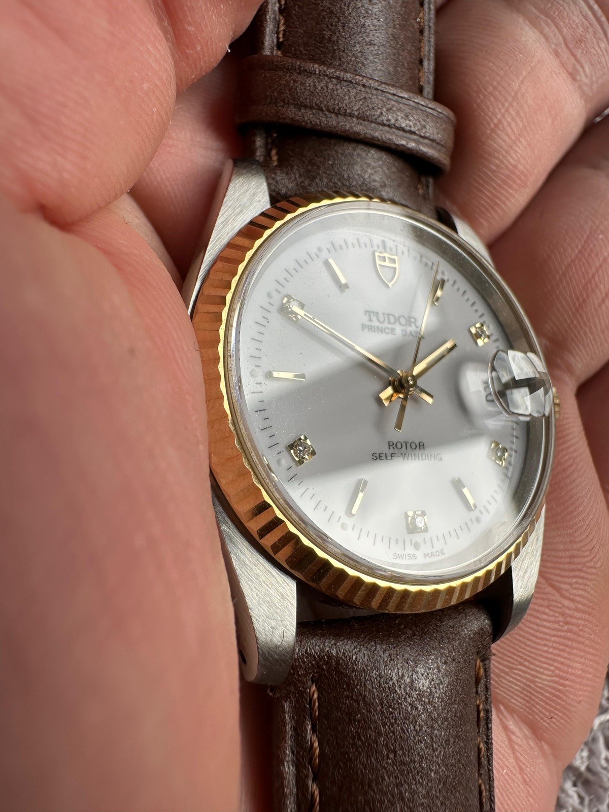 Tudor prince date mint condition amazing dial ref 74033 on leather strap