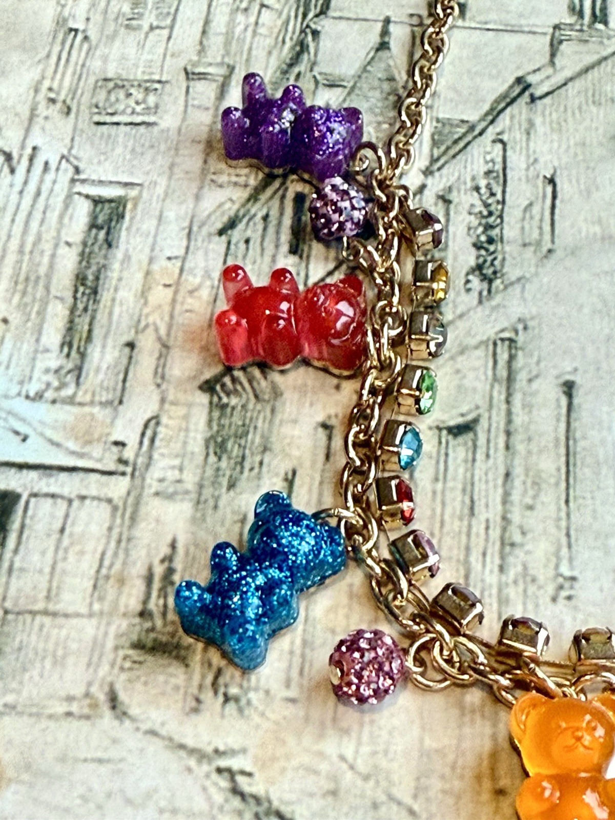 ✨🐻 Betsey Johnson Gummy Bear Rainbow Rhinestone Necklace