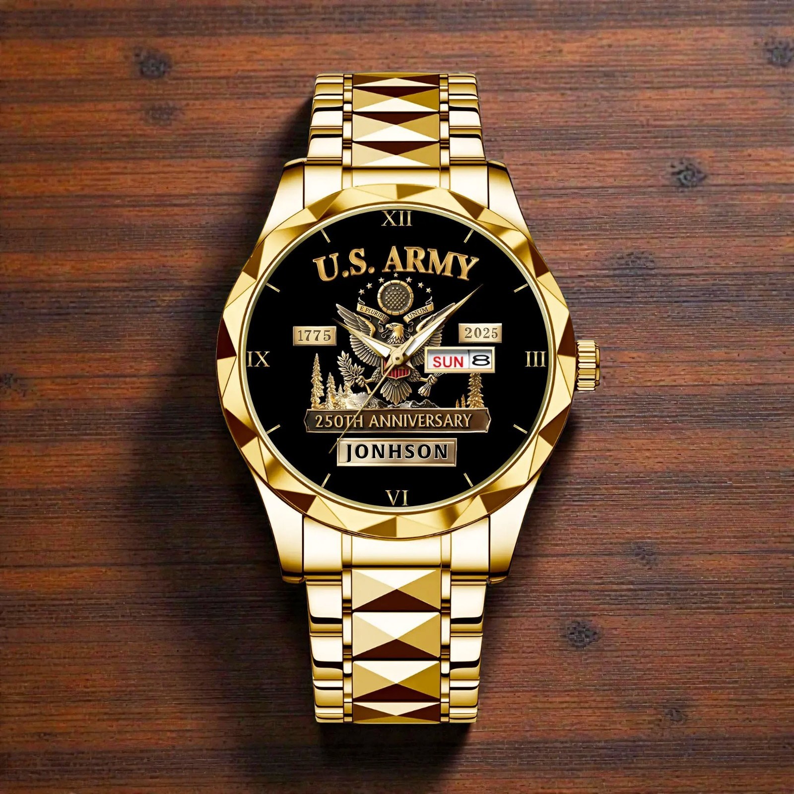 Personalized US Army 250th Anniversary Watch 1775-2025 Veteran Gift Custom Name!