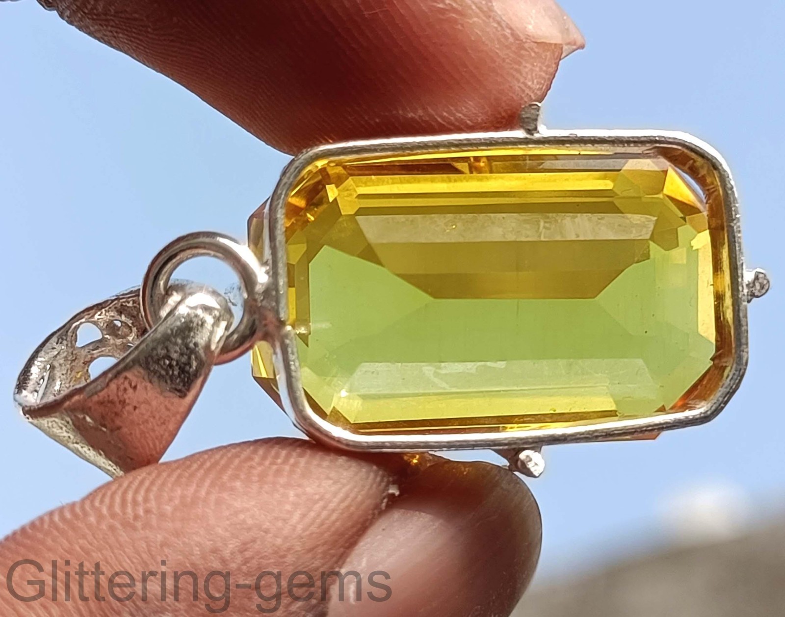 IGL Certified 40.00 Carat Sapphire Emerald Cut 925 Sterling Silver Pendant 5DDL