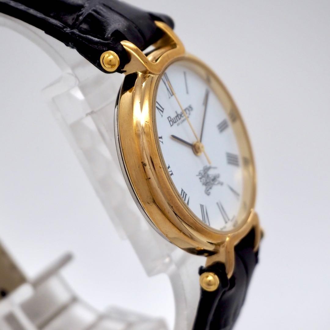 Burberry 3200 Men’s Quartz Watch Gold White Roman Dial Japan 0714639