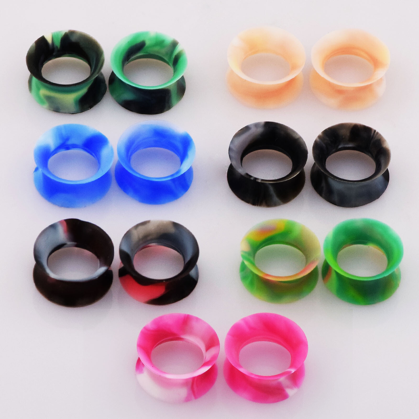 6-76PCS/LOT Soft Silicone Ear Flesh Tunnel Plugs Ear Gauges Kit Ear Expanders