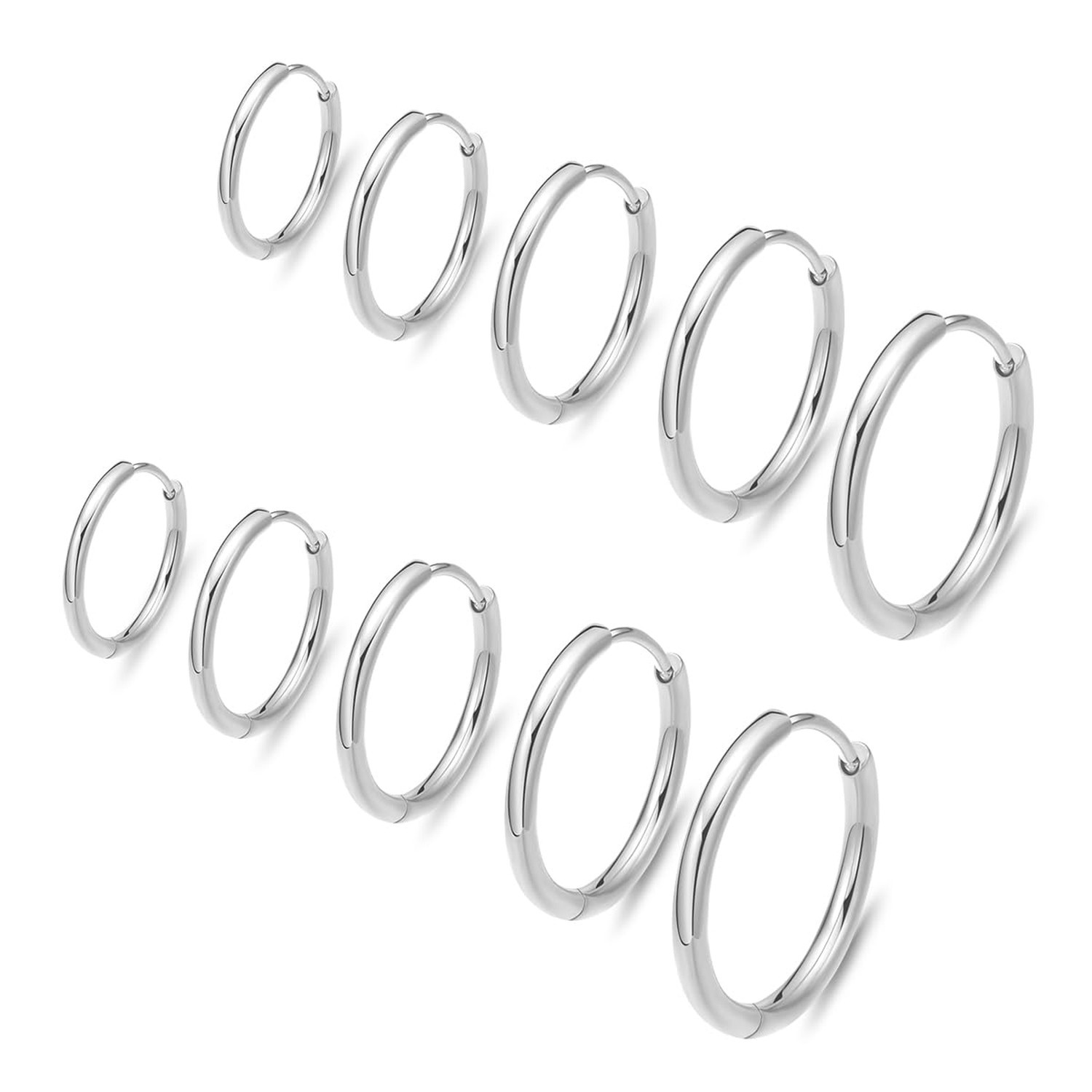 316L Surgical Steel Huggie Hoop Earrings | Dainty Pave Cubic Zirconia Cartila…