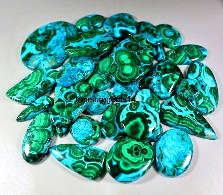 250 Ct Wholesale Lot Natural Chrysocolla Malachite Cabochon Jewelry Gemstone