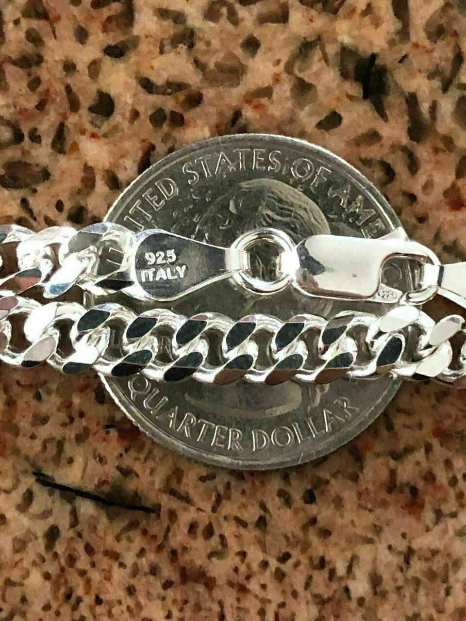 Solid 925 Sterling Silver Mens 5mm Tight Link Miami Cuban Link Chain Heavy ITALY