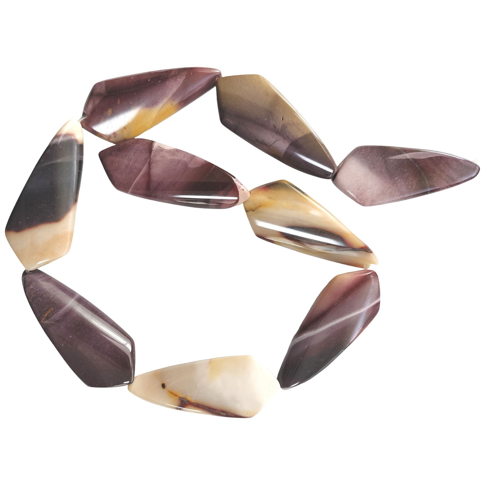 Moukaite Jasper 44x18mm Twist Kite Beads 15″ Strand / 9 Beads Mookaite Australia
