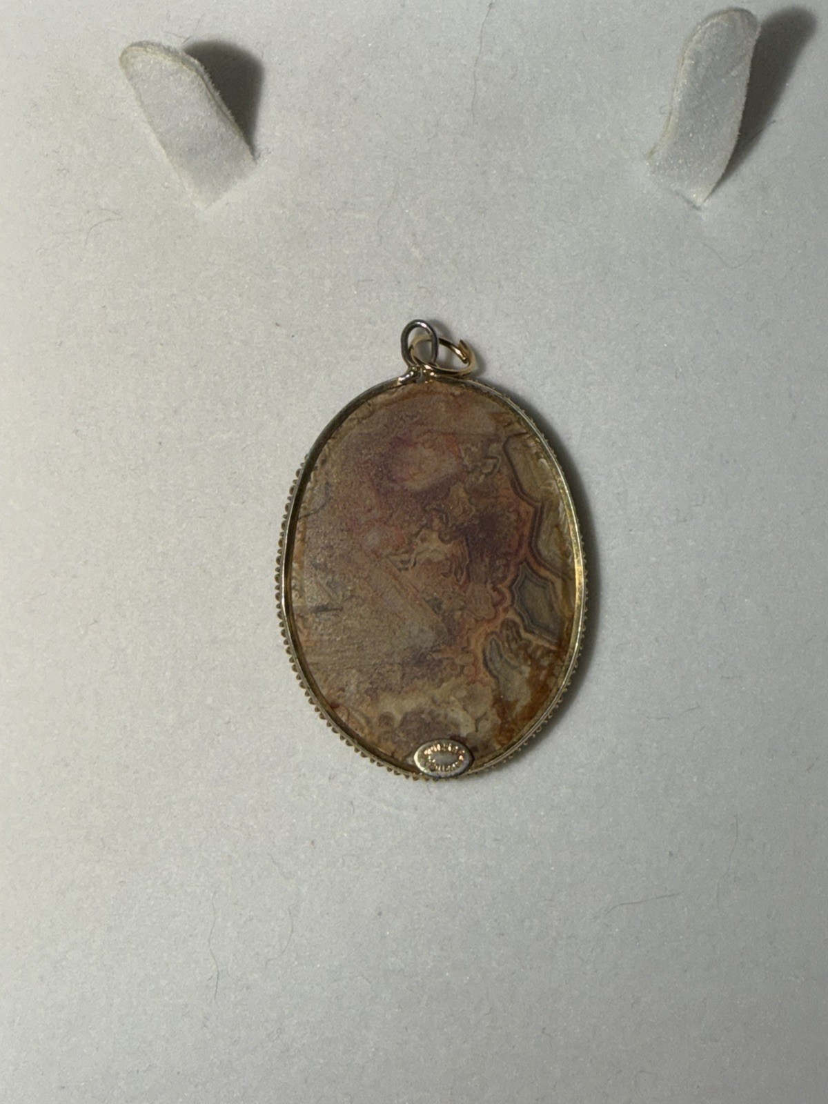 VINTAGE 12k gold filled Sterling Silver Lace Agate Pendant