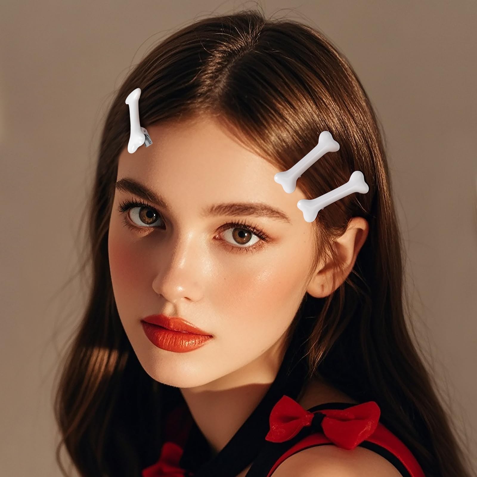 4Pcs White Dog Bone Alligator Hair Clips, Hairpins, Barettes for Women and Gi…