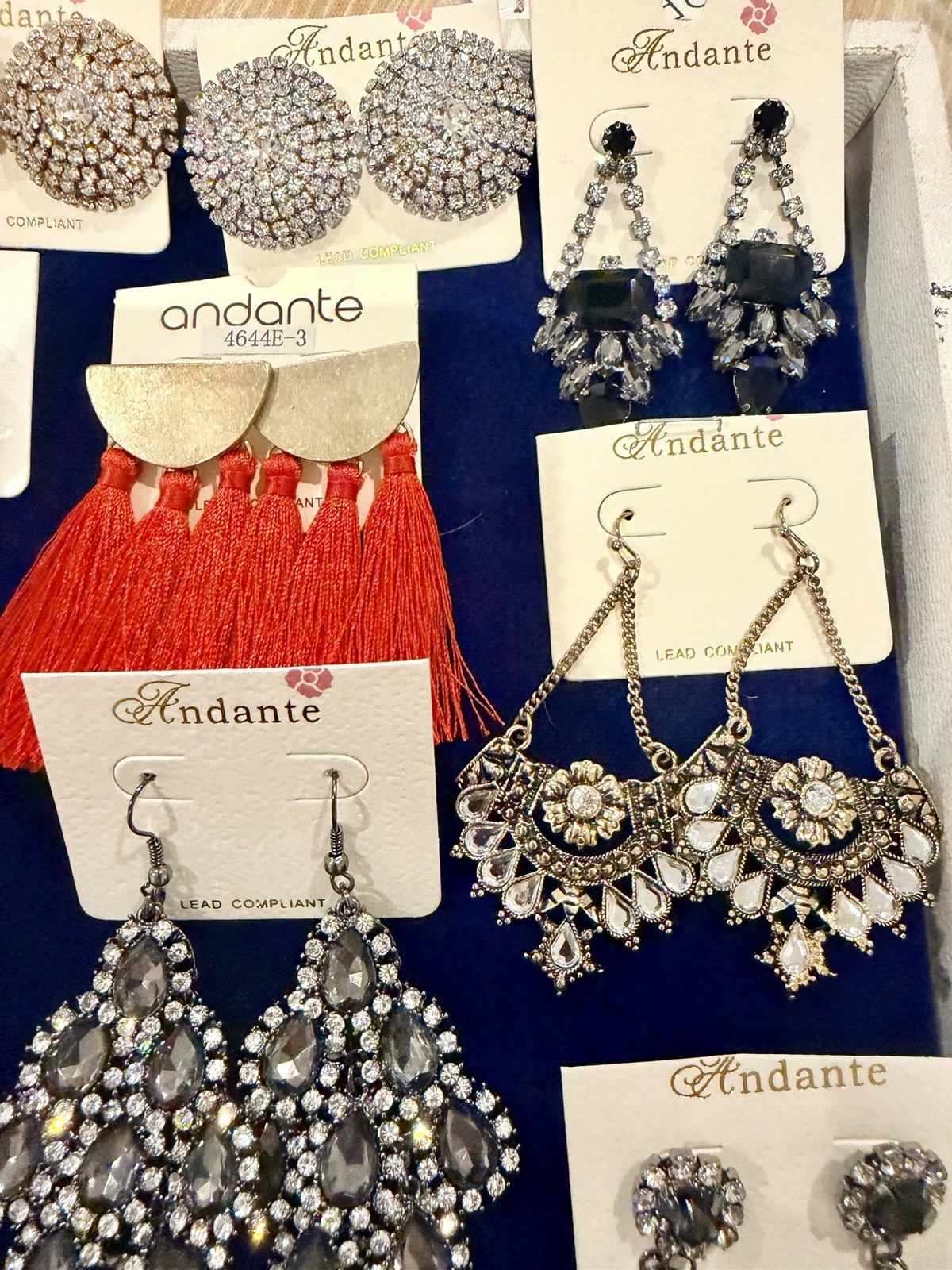 Andante Earrings Lot 14 Pairs NWT Rhinestone Tassel Statement Fashion Jewelry