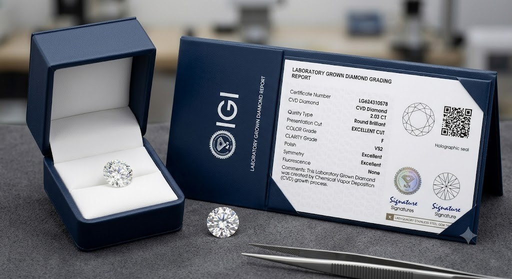 3.00 Ct Round Lab Grown CVD Diamond D Color VVS1 IGI Certified Loose Stone