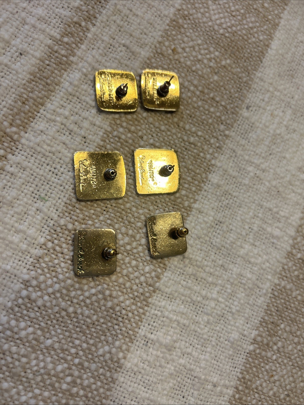 Laurel Burch 3 Pairs Wild Lily, Naito And Bird Earrings Gold Tone Enamel Pierced