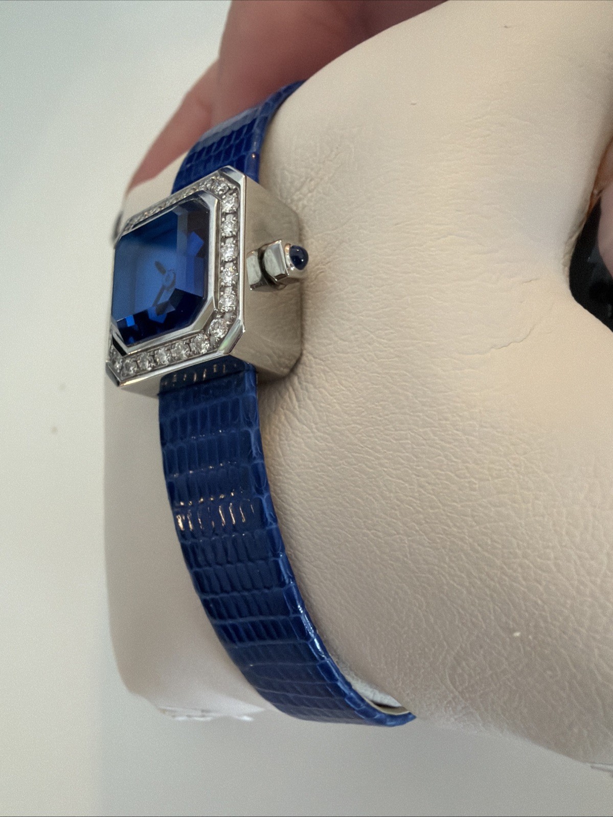 Corum Sugar Cube Ladies Watch, Diamond Bezel and bracelet Blue Dial, 137.423.47