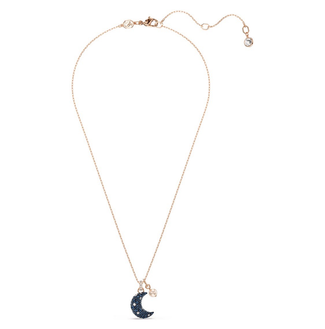 Swarovski Sublima Pendant Necklace Crystal Pearl Moon Rose Gold-Tone Plated