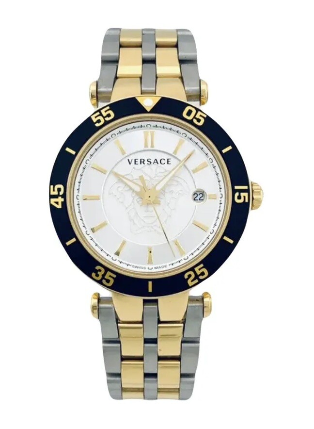 Versace VQP080015 V-Race 42mm Two-Tone Bicolour IP 2N + Silver Bracelet Watch