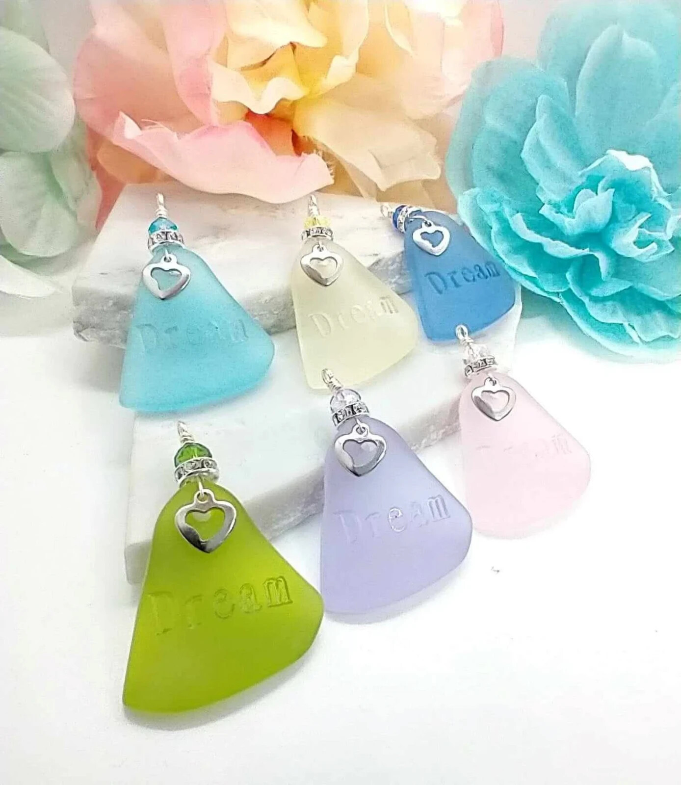 Personalized Sea Glass Inspirational Necklace Customizeable Beach Jewelry Gift