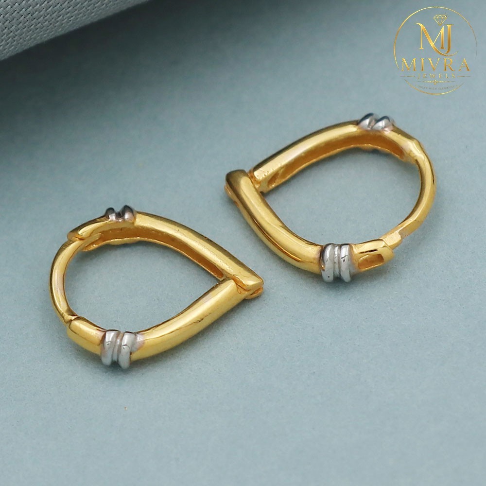 22K True Gold Hoop Earrings Stamped 1.23g Women’s Round Fine Jewelry Gift