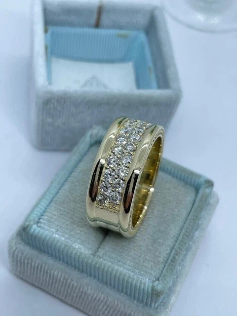 Moissanite 1.90Ct Round Cut Engagement Fancy Band Ring In Yellow Gold Plated