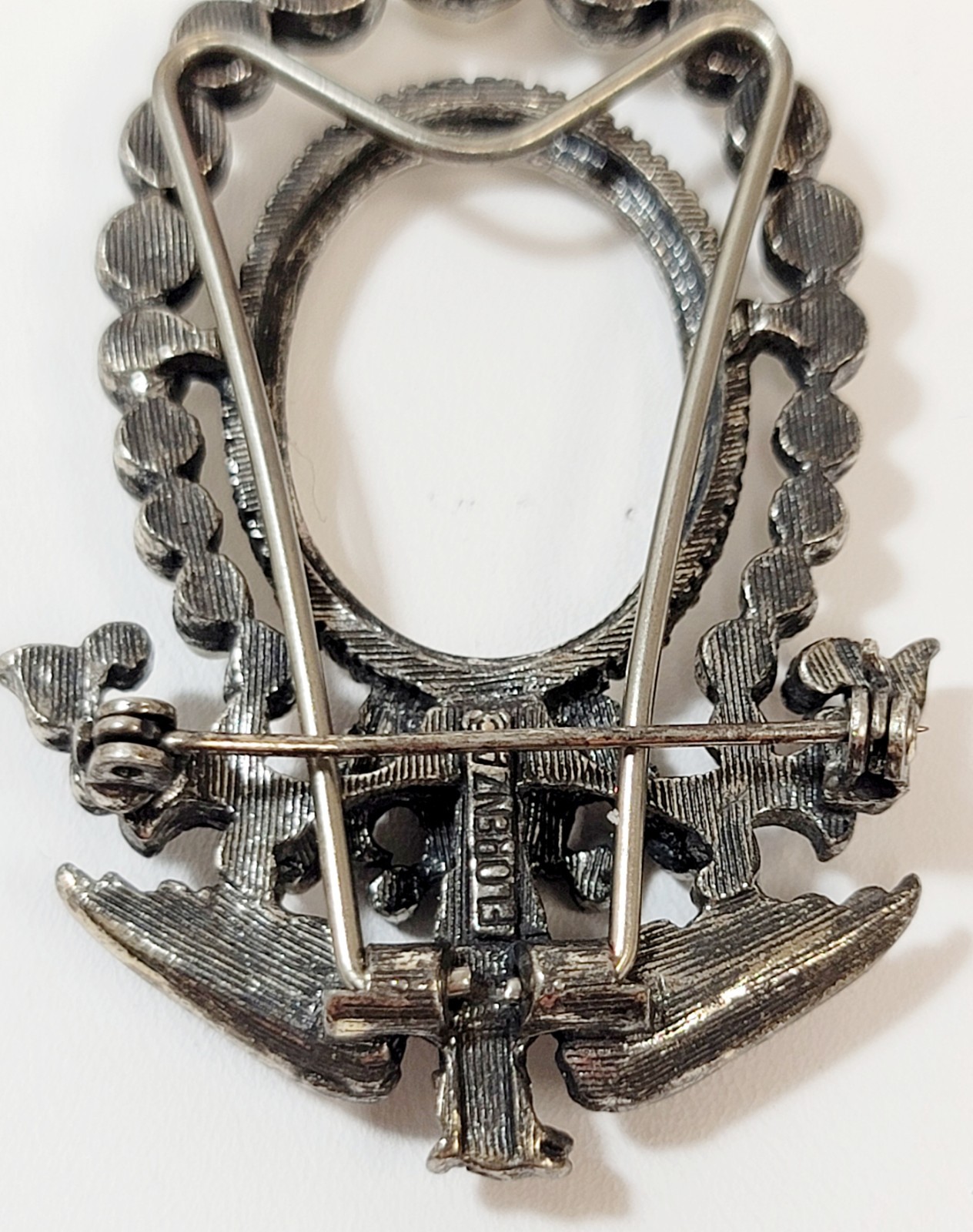 Vintage Florenza Eagle Crown Brooch & Picture Frame Rhinestone Faux Pearl
