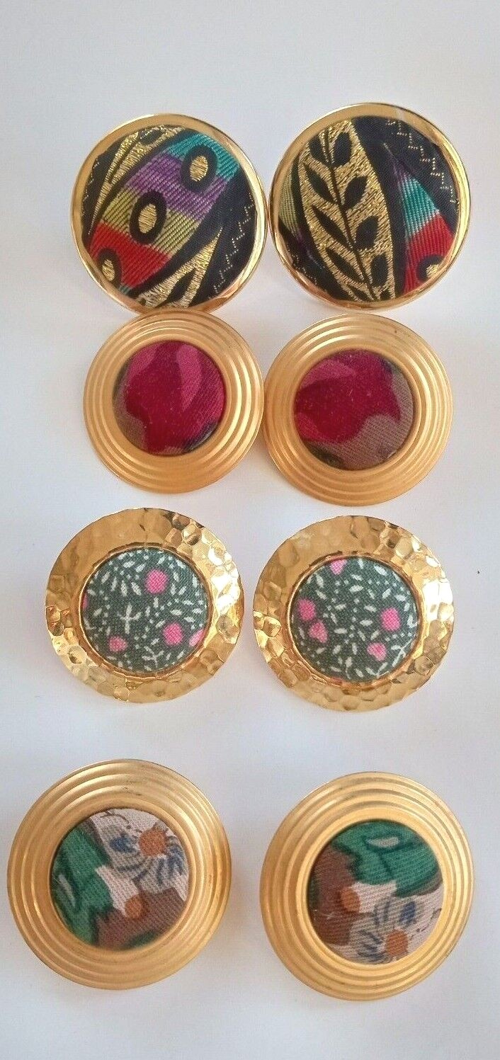 Vintage 13 pairs fabric faux leather silk velvet pierce clip on earrings lot