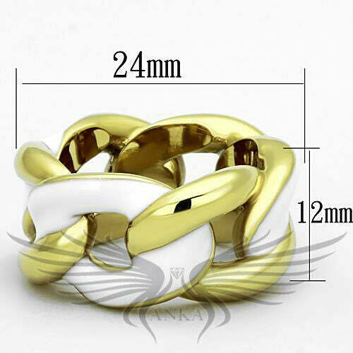 Women’S Ip Yellow Gold Plated Twisted Fashion Ring Epoxy White Stone Tk1369