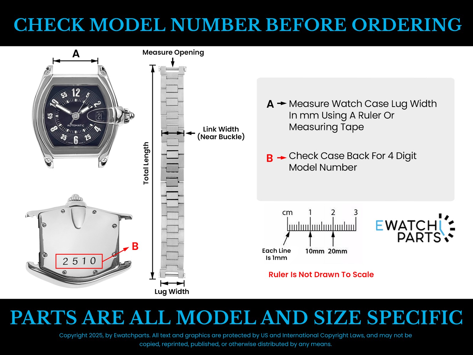 18MM WATCH BAND LINK FOR CARTIER ROADSTER 2510 2618 2722 WATCH STAINLESS STEEL