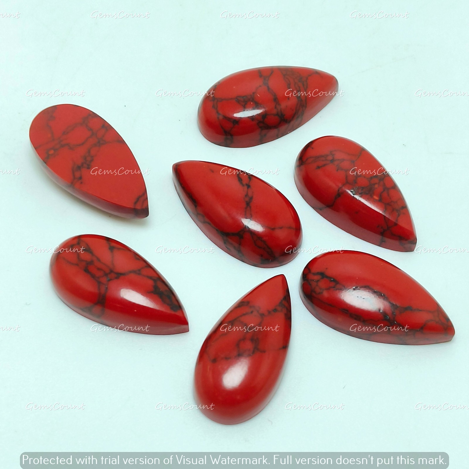 Natural Red Howlite Long Pear Cabochon Calibrated Gemstone 5x10mm-15x30mm