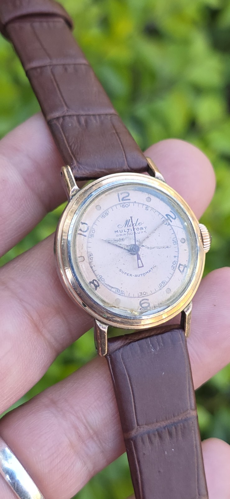 Vintage Mido Multifort Automatic Bumper 29mm Salmon Dial Military Watch Cal 817