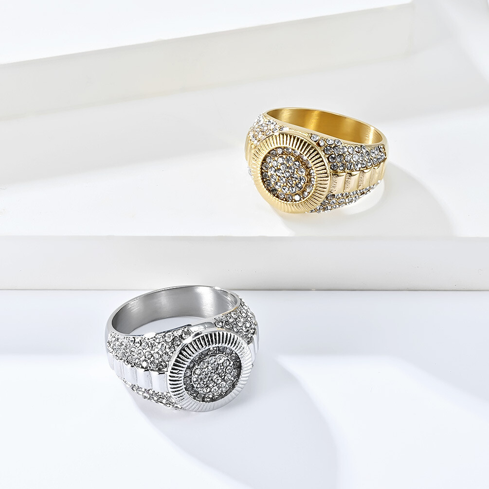 Men Band Ring Stainless Steel Signet Wedding Statement Cocktail Party Gift