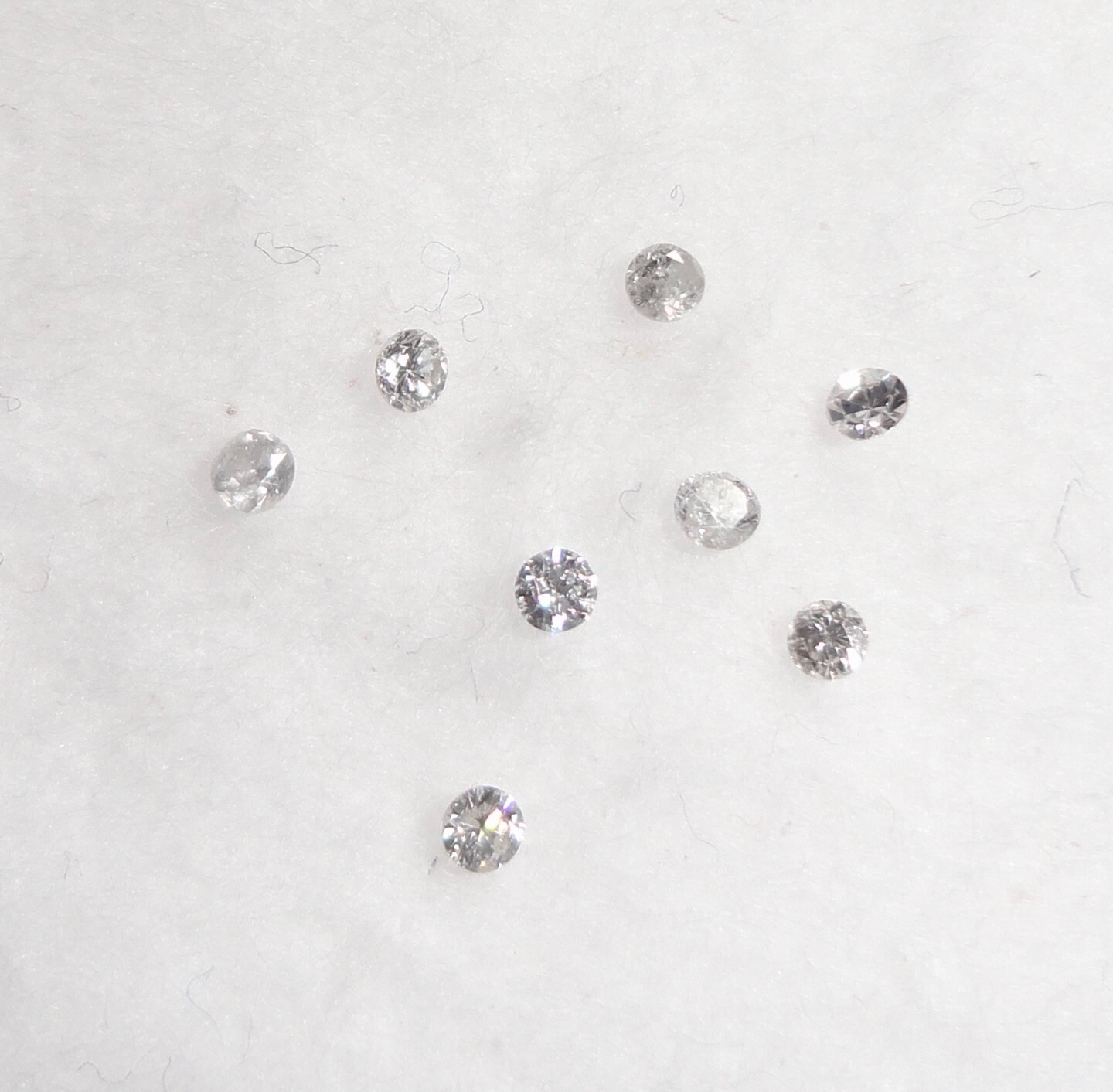0.16 Carat 8 Pcs lot 1.6 mm Natural Round Diamonds SI2-I1, sparkly