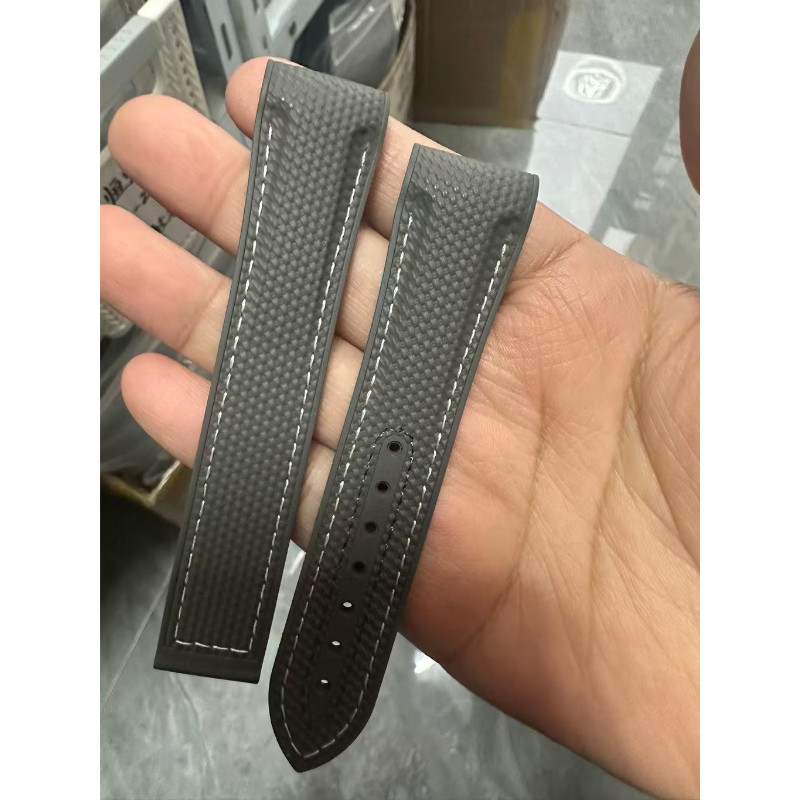Gray Rubber Strap 21/18mm Band Fits Omega Seamaster Planet Ocean 600M Aqua Terra