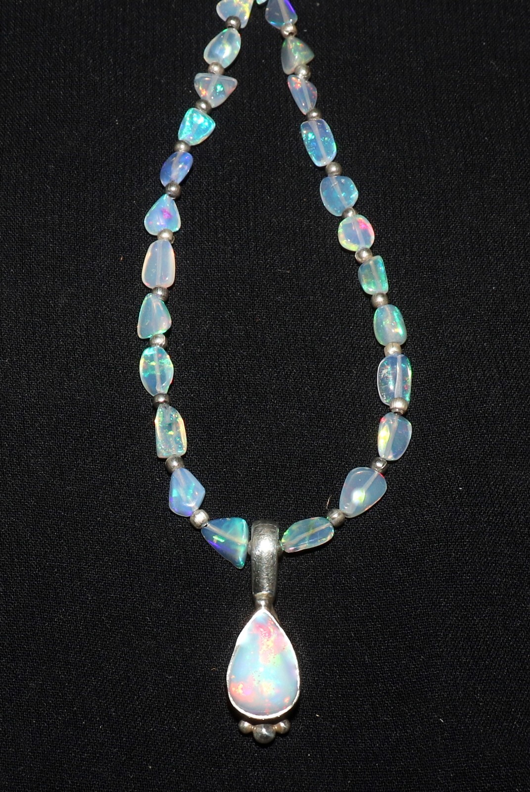 Natural fire opal necklace with sterling silver opal pendant necklace for women