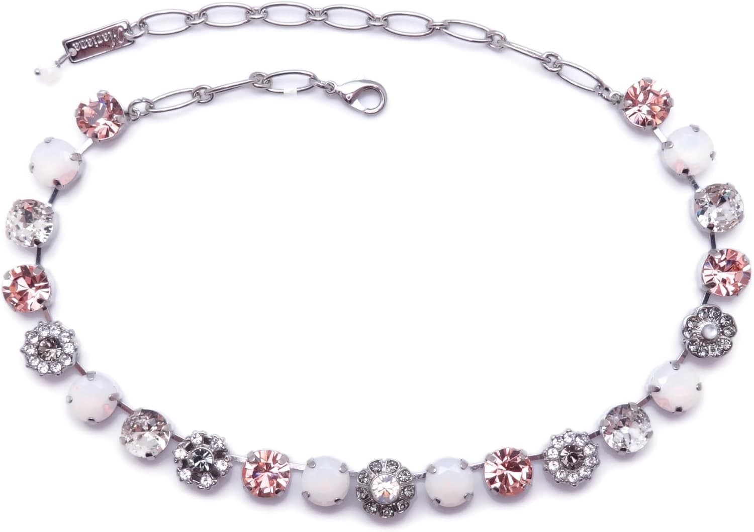 Mariana Ice Queen Silver Necklace Peach Grey White Crystal Mix Flower 1154 NWT