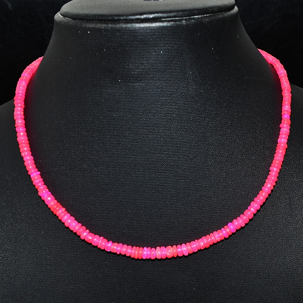 Fabulous Top Pink Ethiopian Opal 41.00 Cts Beaded Beautiful Necklace VK 04 E584