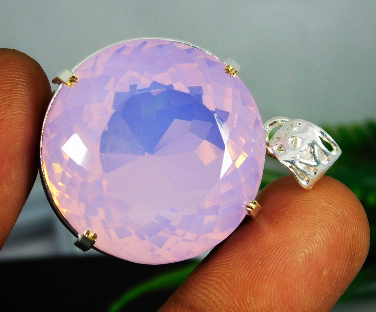 181.45 Ct Natural Blue Pink Fire Opal 925 Solid Silver PENDANT Loose Gemstone