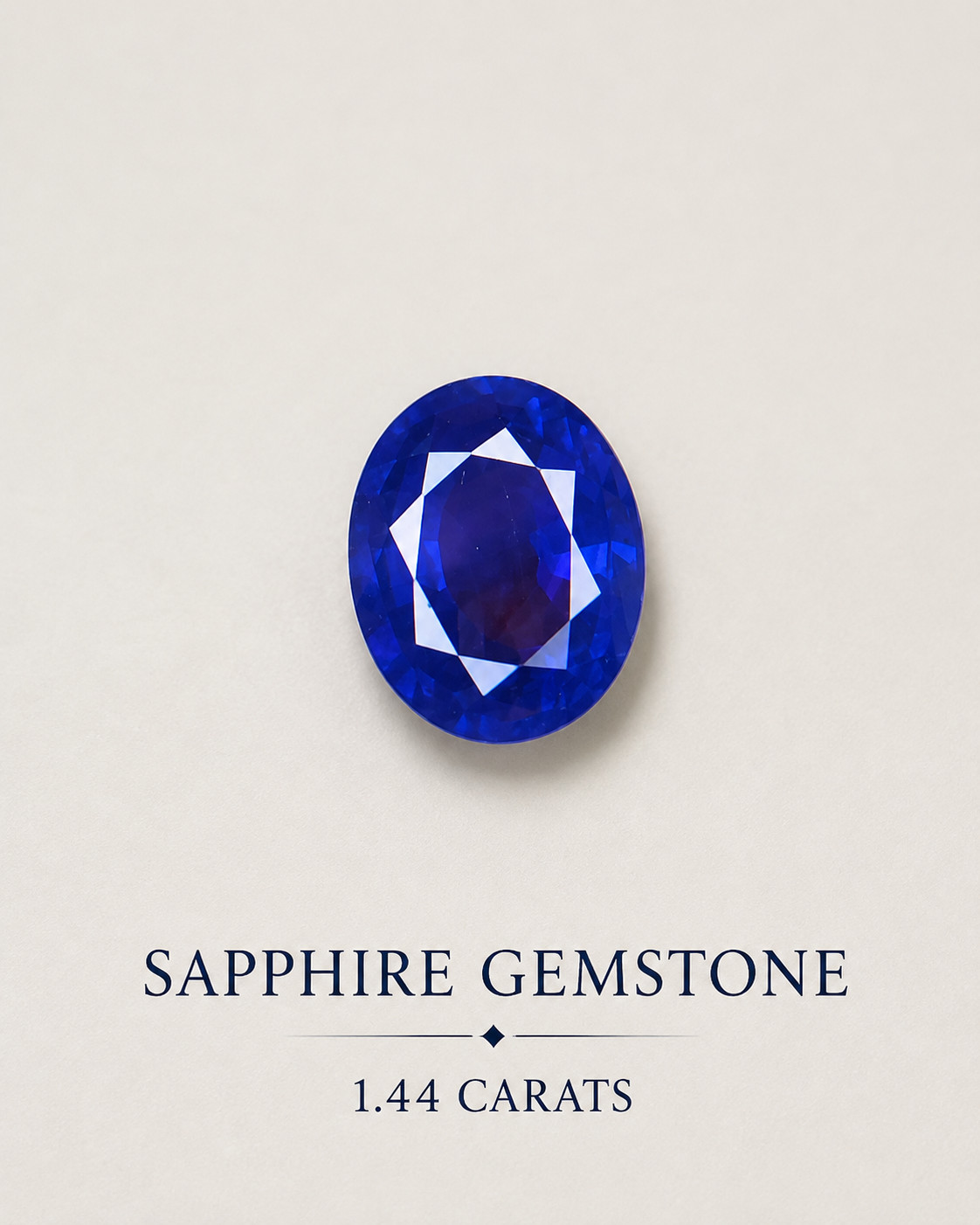 1.44Ct Certified Royal Blue Sapphire Gemstone, Cushion Cut, Fine Luster Quality