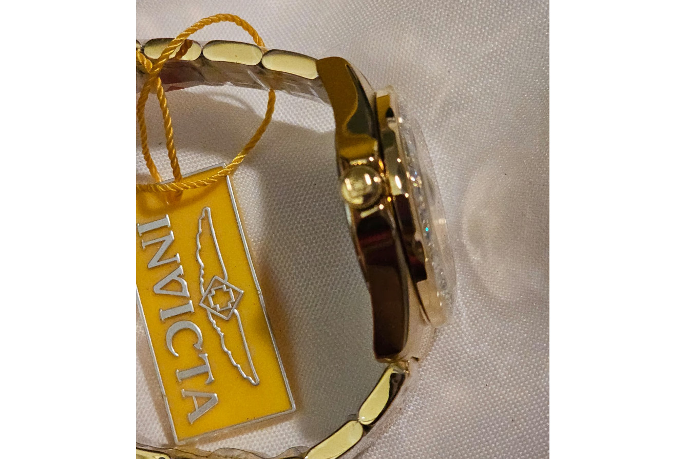 Invicta Pro Diver Lady Watch 15252: 38mm Gold Tone & Crystal Accents New IN Box