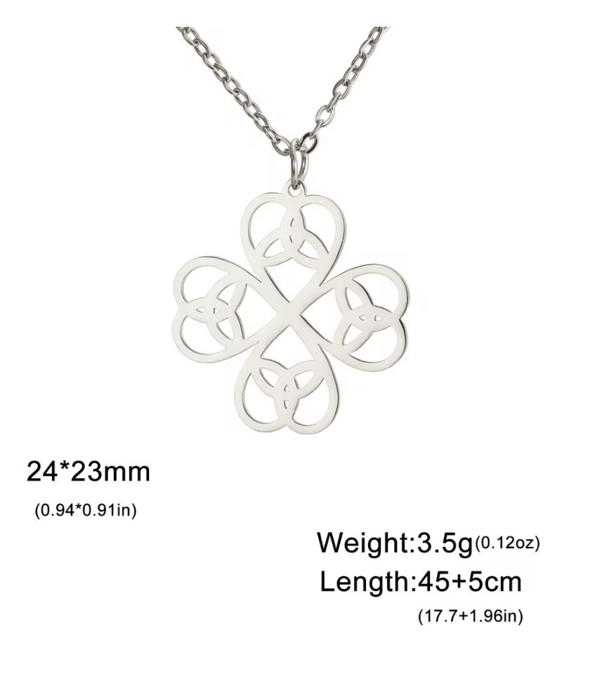 Celtic Stainless Steel Clover Trinity Necklace with 45 cm + 5cm chain