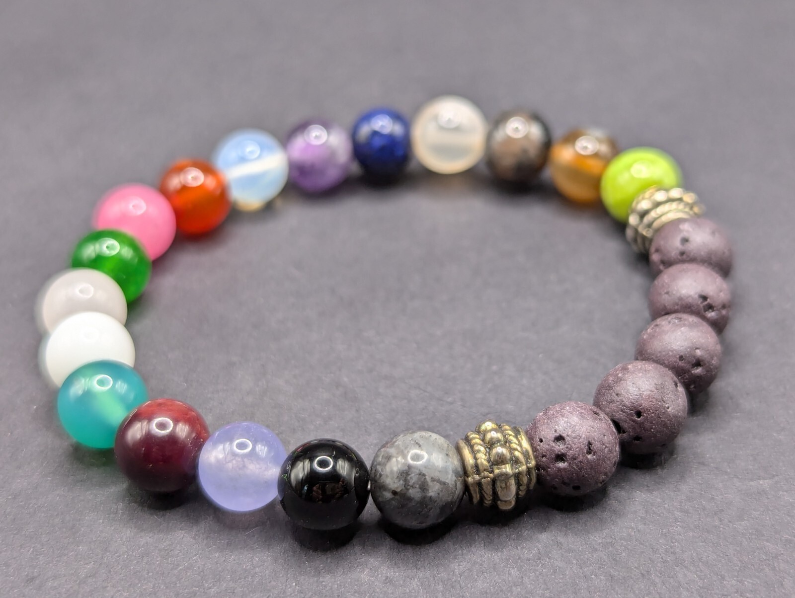 Mixed Gemstone 8mm Colorful Beaded Stretch Bracelet (16cm) Small Wrist
